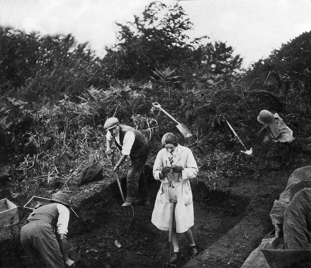 Dorothy Liddell examining a find